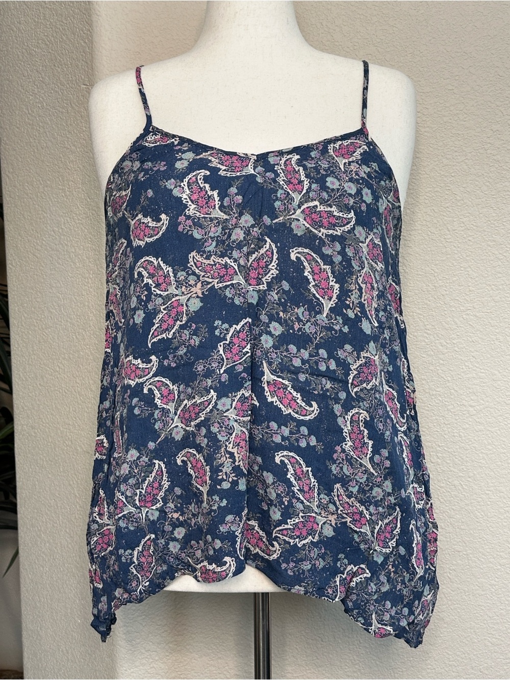 Mossimo Supply Co. Navy Paisley Spaghetti Strap Camisole